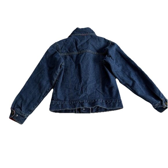 Vtg Boys OshKosh B' Gosh Denim Jean Jacket Red Flannel Lined Trucker Sz 10 USA - Picture 8 of 10